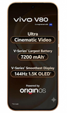 Vivo V80 5G 16.74 Centimeter (6.59) Triple AI Rear Camera 50 MP ZEISS OIS Main Camera + 50 MP Camera, 8 MP Ultra Wide-Angle & 50 MP Front Camera 144Hz Full HD+ 1.5K AMOLED Display Qualcomm Snapdragon® 7 Gen 4 Octa Core Processor Smartphones Mobile
