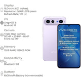 Vivo X300 FE 5G 16.03 Centimeter (6.31) Triple Rear Camera 50MP Telephoto(OIS)-IMX882 + 50MP(OIS)-IMX921 + 8MP Wide Angle-OV08F10 Sensor & 50MP Front Camera 120Hz Full HD+ AMOLED Display Qualcomm® Snapdragon® 8 Gen 5 Octa Core Processor Smartphones Mobile