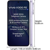 Vivo X300 FE 5G 16.03 Centimeter (6.31) Triple Rear Camera 50MP Telephoto(OIS)-IMX882 + 50MP(OIS)-IMX921 + 8MP Wide Angle-OV08F10 Sensor & 50MP Front Camera 120Hz Full HD+ AMOLED Display Qualcomm® Snapdragon® 8 Gen 5 Octa Core Processor Smartphones Mobile