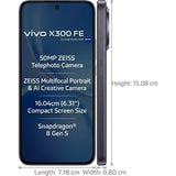 Vivo X300 FE 5G 16.03 Centimeter (6.31) Triple Rear Camera 50MP Telephoto(OIS)-IMX882 + 50MP(OIS)-IMX921 + 8MP Wide Angle-OV08F10 Sensor & 50MP Front Camera 120Hz Full HD+ AMOLED Display Qualcomm® Snapdragon® 8 Gen 5 Octa Core Processor Smartphones Mobile