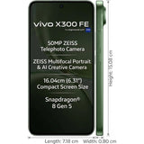 Vivo X300 FE 5G 16.03 Centimeter (6.31) Triple Rear Camera 50MP Telephoto(OIS)-IMX882 + 50MP(OIS)-IMX921 + 8MP Wide Angle-OV08F10 Sensor & 50MP Front Camera 120Hz Full HD+ AMOLED Display Qualcomm® Snapdragon® 8 Gen 5 Octa Core Processor Smartphones Mobile
