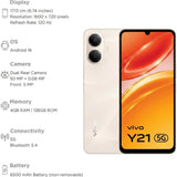 Vivo Y21 5G 17.13 Centimeter (6.74) Dual Rear Camera 13MP + 0.08MP & 5 MP Front Camera 120Hz HD+ Capacitive Multi-Touch LCD Display Mediatek Dimensity 6300 6nm Octa Core Processor Smartphones Mobile