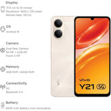 Vivo Y21 5G 17.13 Centimeter (6.74) Dual Rear Camera 13MP + 0.08MP & 5 MP Front Camera 120Hz HD+ Capacitive Multi-Touch LCD Display Mediatek Dimensity 6300 6nm Octa Core Processor Smartphones Mobile