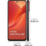 Vivo Y51 Pro 5G 17.14 Centimeter (6.75) Dual Rear Camera 50MP Main Camera + 2MP Camera & 8 MP Front Camera 120Hz FHD+ TFT LCD Display MediaTek Dimensity 7360-Turbo 4nm  Octa Core Processor Smartphones Mobile