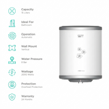Voltas 15.0 L Aqua Prime 154VPBSI (4610035) 4 Star 2000 W Copper Heating Element Overheat Protection with Quartzline Technology Vertical Electric Storage Water Geyser (2024 Model, White)