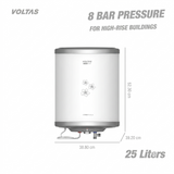 Voltas 15.0 L Aqua Prime 254VPBSI (4610036) 4 Star 2000 W Copper Heating Element Overheat Protection with Quartzline Technology Vertical Electric Storage Water Geyser (2025 Model, White)