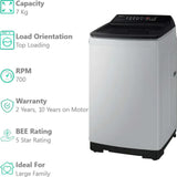 Samsung 7.0 Kg WA70BG4441BYTL 5 Star Ecobubble™ & Digital Inverter Technology Energy Mode Diamond Drum Digital Inverter Motor Fully Automatic Top Loading Washing Machine (2024 Model, Lavender Gray)