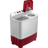 Samsung 8.0 Kg WT80C4000RR/TL 5 Star Air Turbo Drying & Rat Protection Technology Hexa Storm Pulsator with Magic Filter Inverter Motor Semi Automatic Top Loading Washing Machine (2023 Model, Light Gray with Wine Base)