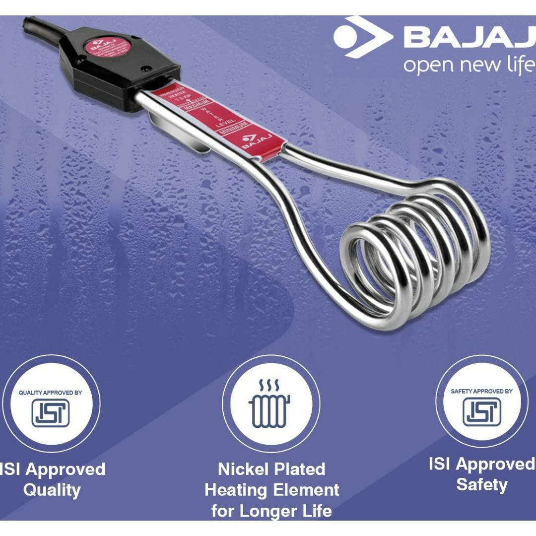Bajaj 1500 W Immersion Heater 1.5 KW 25 (150650) Immersion Rod Water G –  Value Plus India