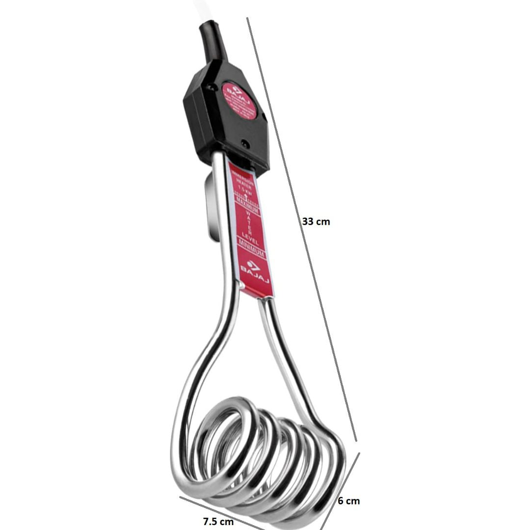 Bajaj 1500 W Immersion Heater 1.5 KW 25 (150650) Immersion Rod Water G –  Value Plus India