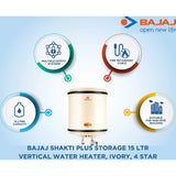 Bajaj 15.0 L (150752) Shakti Plus Storage 2000 W Vertical Water Geyser (Ivory)