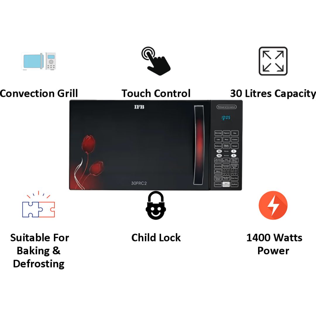 IFB 30.0 L 30FRC2 Floral Pattern Rotisserie Convection Microwave Oven