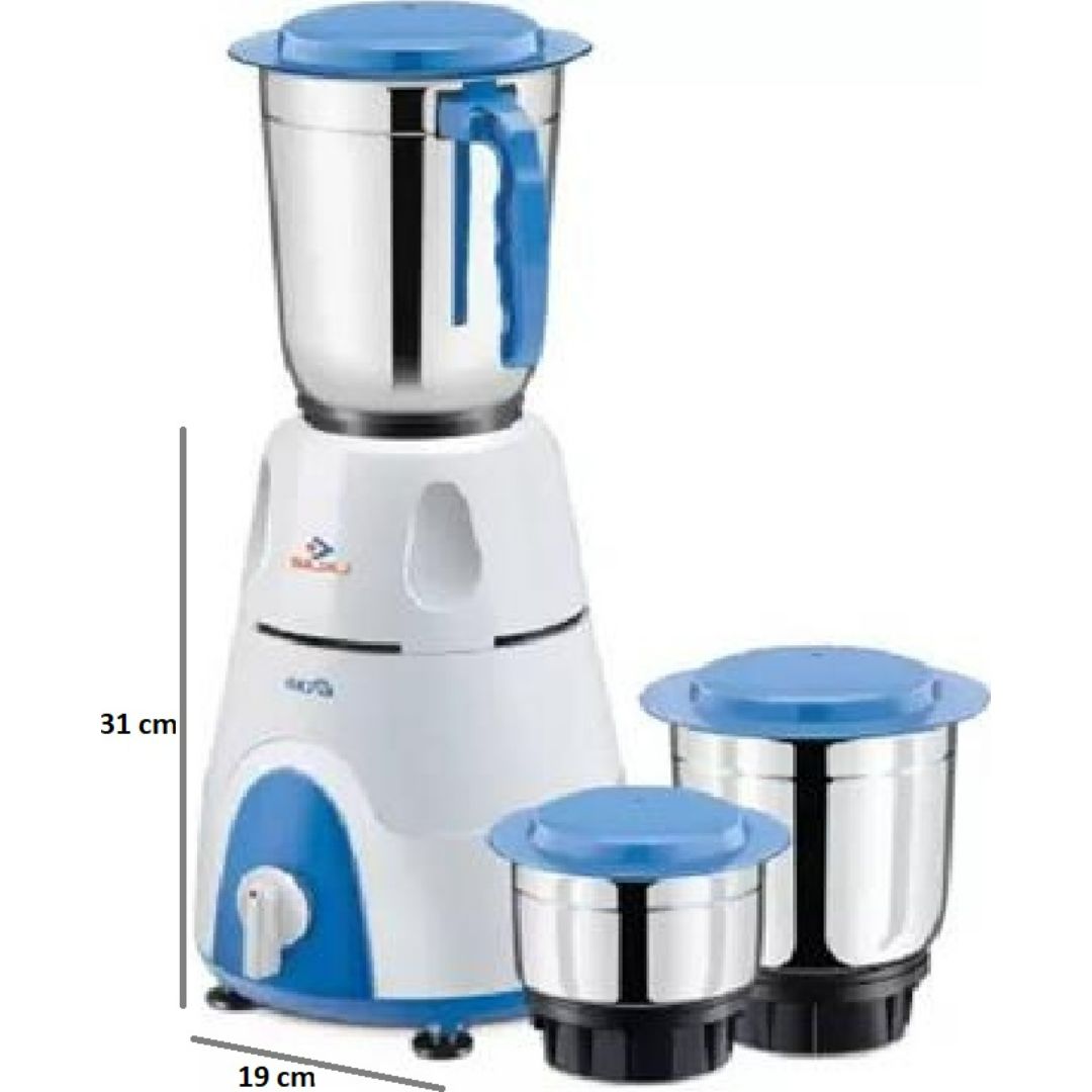 Bajaj 500 W GX 500 (410559) with 3 Jars Mixer Grinder (White & Blue)
