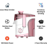 Bajaj 500 W JX 30 (410702) 3 Jars Juicer Mixer Grinder (White & Pink)