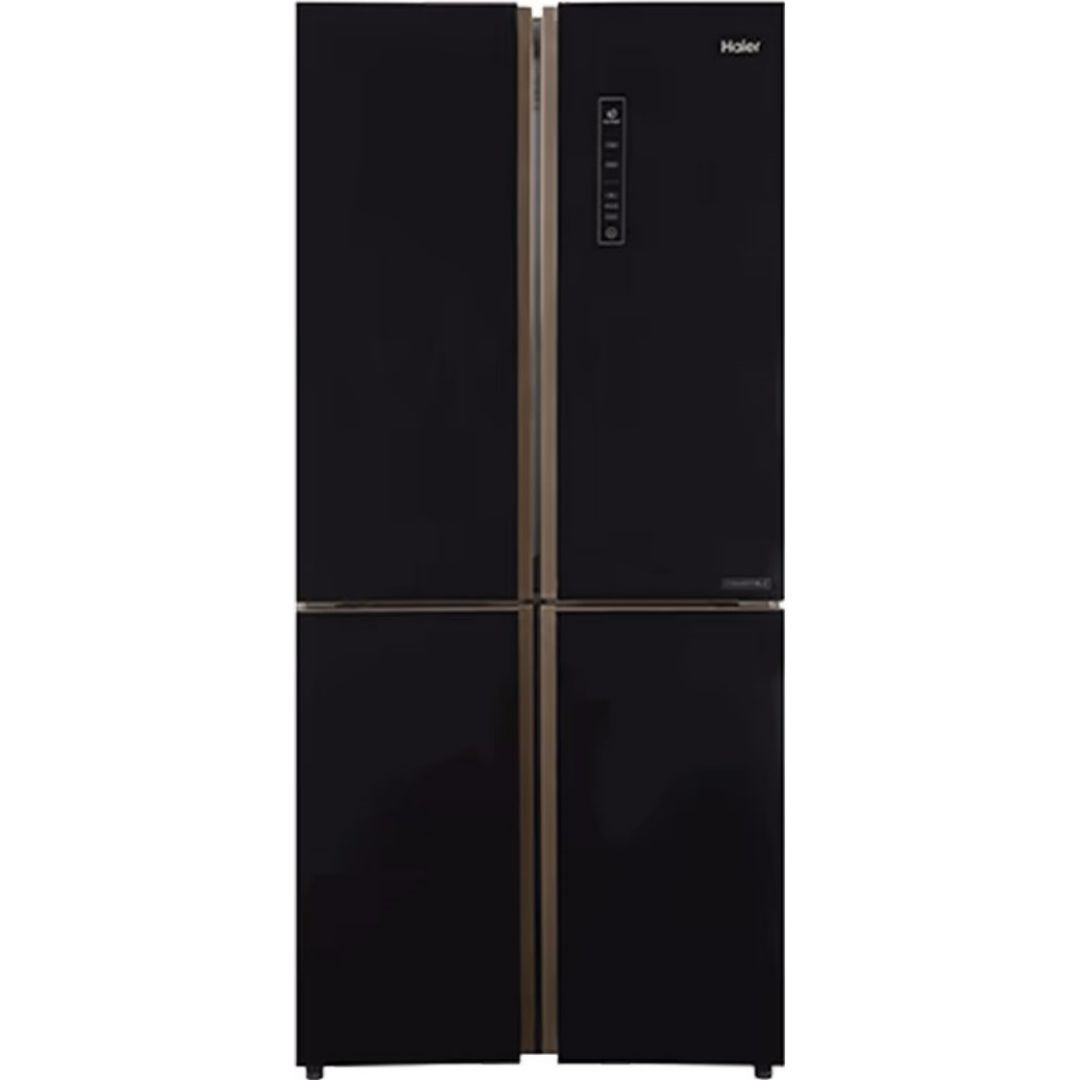 Haier 531.0 L, HRB-550KG French Door Bottom Mount, Inverter, Convertible, Frost Free Side-by-Side Refrigerator (Black Glass)