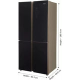 Haier 531.0 L, HRB-550KG French Door Bottom Mount, Inverter, Convertible, Frost Free Side-by-Side Refrigerator (Black Glass)