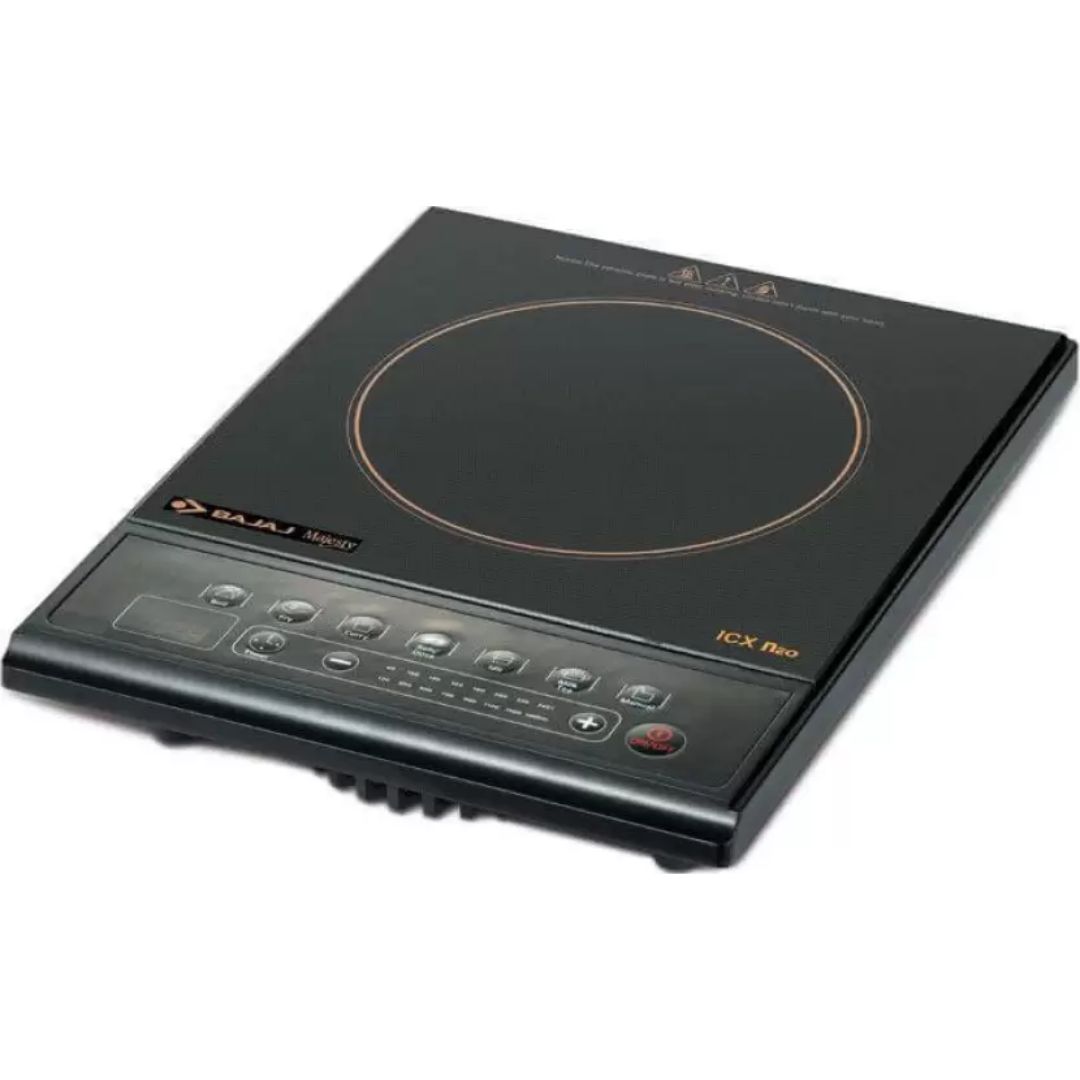 Bajaj MAJESTY ICX NEO 1600 W (740057) Pan sensor and Voltage Pro Technology, Push Button Automatic Induction Cooktop (Black)