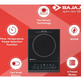 Bajaj MAJESTY ICX NEO 1600 W (740057) Pan sensor and Voltage Pro Technology, Push Button Automatic Induction Cooktop (Black)