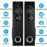 AISEN A11UFB500-Black Stereo Channel 110 W Bluetooth Wireless Microphone, Karaoke Compatible, Remote Control, Aux Support Tower Speaker (Black)