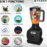 Faber 1000 W FMG Candy 1000 3J+1PC BK 4 Jars Mixer Grinder (Black)