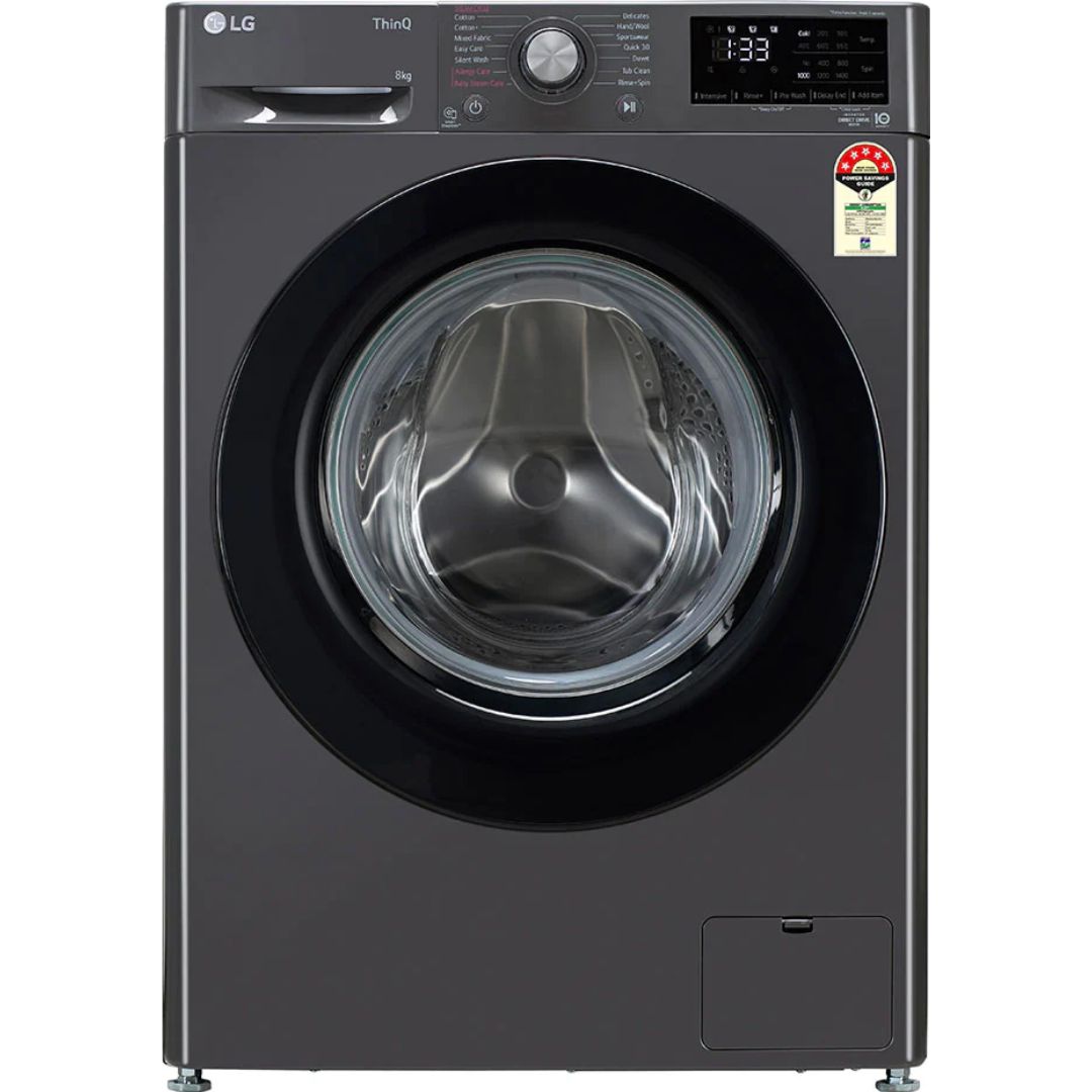 LG 8.0 kg FHV1408Z2M.ABMQEIL 5 Star Inverter with Inbuilt Heater Fully Automatic Front Loading Washing Machine (Middle Black)