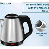 Faber 1.20 L FK 1.2L SS 2200W Stainless Steel Electric Kettle (Silver)