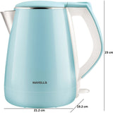 Havells 1.20 L GHBKTATB150 Aqua Plus 1500 W 360 Cordless Double Wall Electric Kettle (Blue)