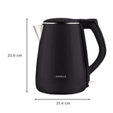 Havells 1.2 L GHBKTATK150, Aqua Plus Detachable Base, Auto Shut-off, 1500 W Double Wall Electric Kettle (Aqua Black)