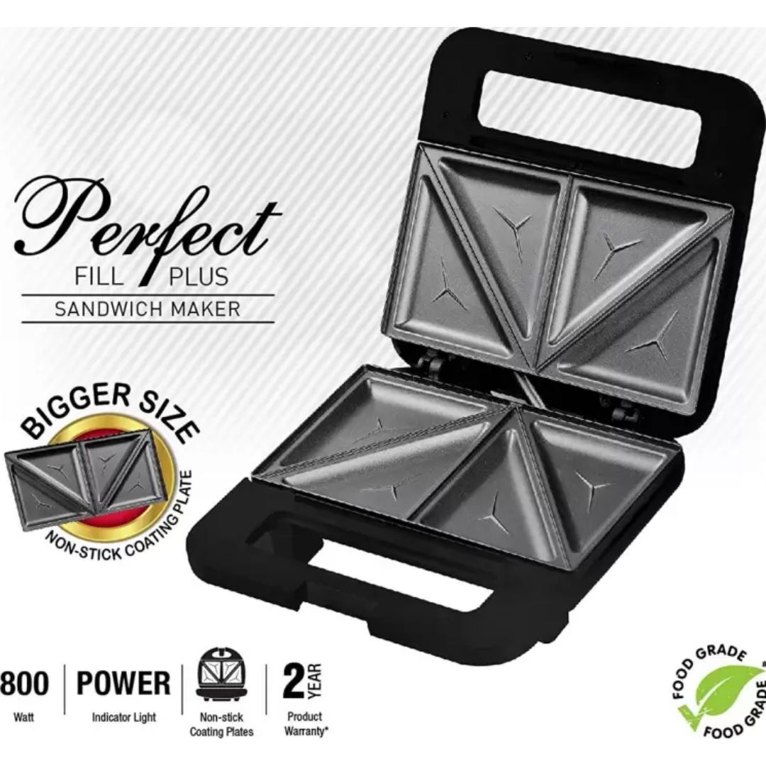 Havells 2 Slice GHCSTDTK075 800 W Perfect Fill Plus Sandwich Toaster (Black)