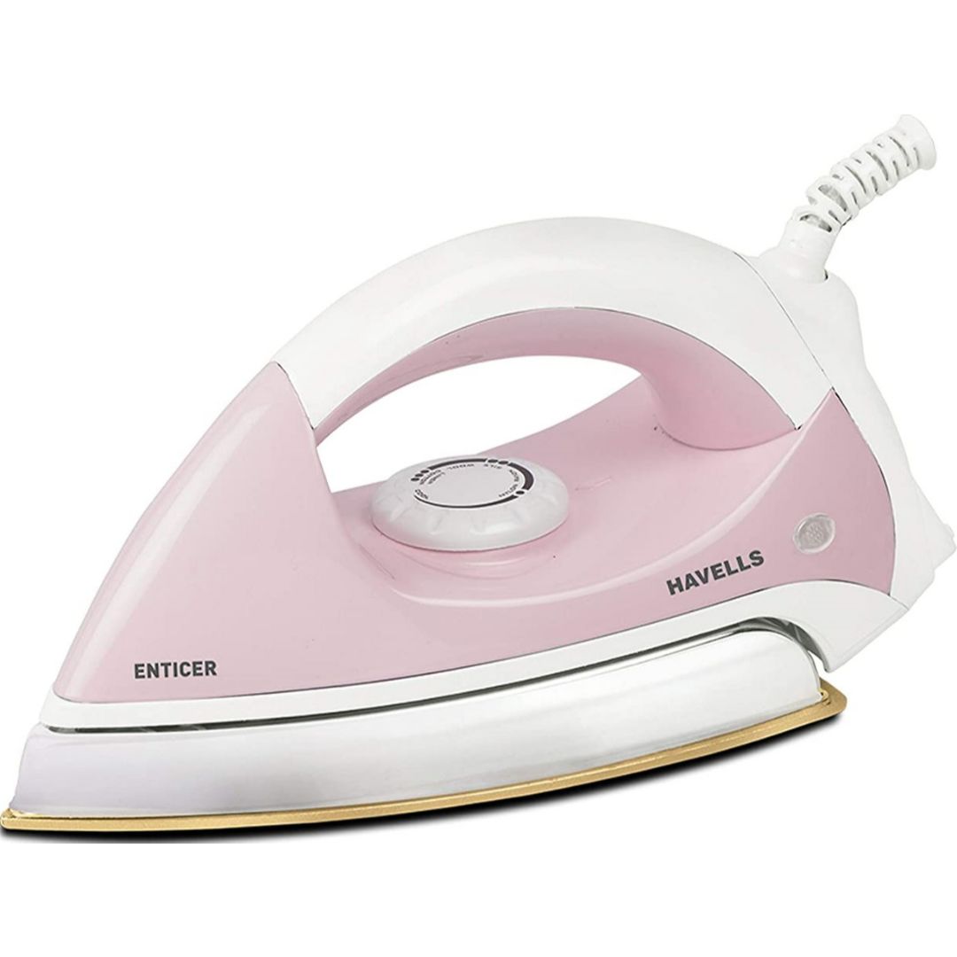 Havells 1000 W GHGDIAZP100 Enticer PTFE Coated Sole Plate Dry Iron (Rose Pink)