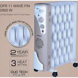 Havells 2900 W GHROFADC290 OFR 11 Wave Fins with 3 Step Speed Control Fan Oil Filled Room Heater (Beige)