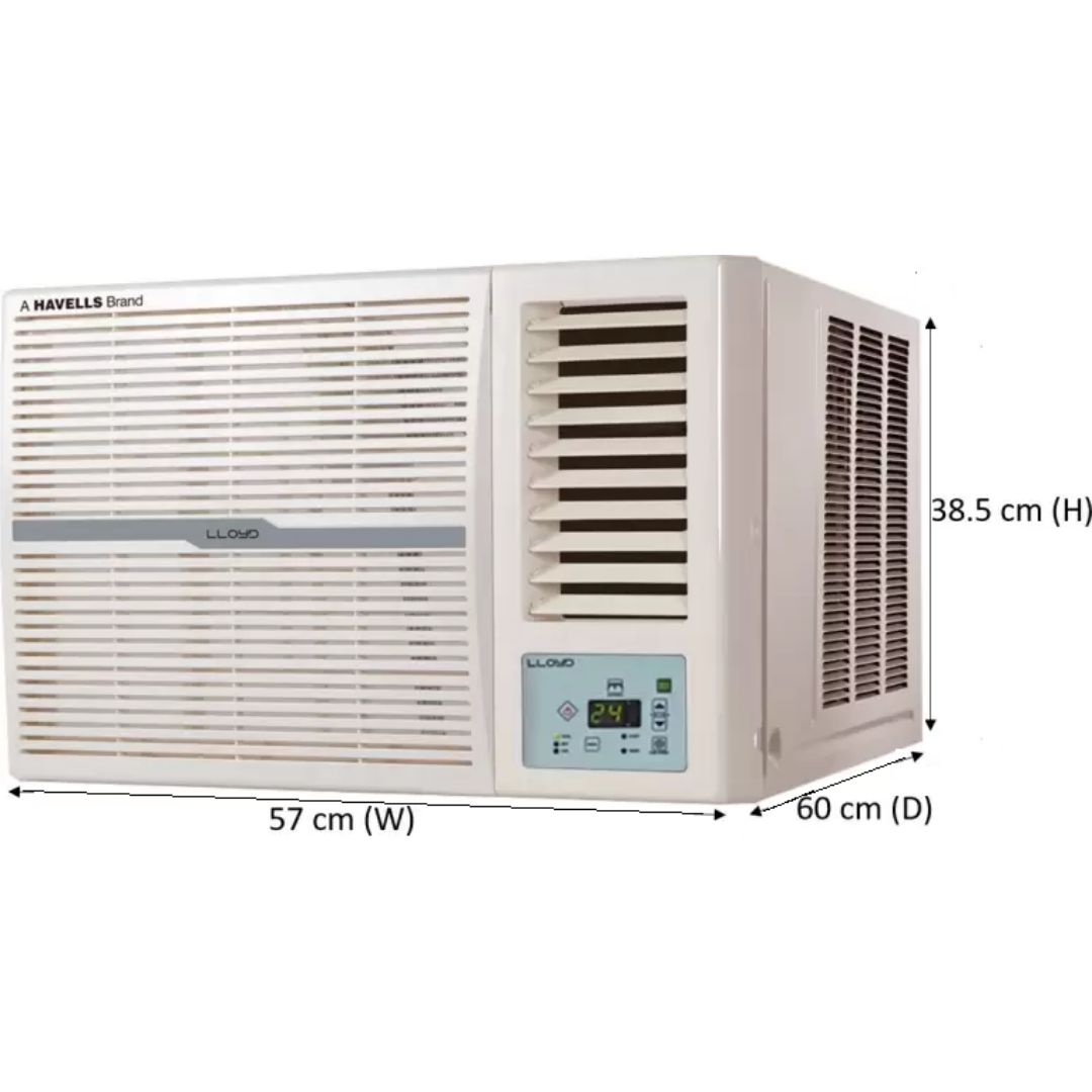Lloyd 1.0 T GLW12C2YWSEW 2 Star Dust Filter Copper Condenser Fixed Speed Window Air Conditioner (2023 Model, White with Silver Deco Strip)