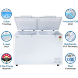 Haier 324.0 L HFC-350DM5 5 Star Frost Free Double Door Hard Top Horizontal Commercial Convertible Deep Freezer (White)