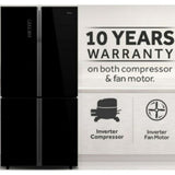 Haier 712.0 L, HRB-738BG A++ Star Inverter Convertible French Door Side by Side Bottom Mount Refrigerator (Super Cool and Super Freeze, Black Glass)