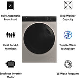 Haier 8.0 k HW80-IM12929CS3, Inverter Technology, Fully Automatic Front Load Washing Machine (Ore Silver)