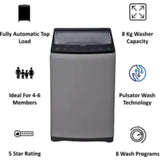 Haier 8.0 kg HWM80-826DNZP 5 Star 826 Series Magic Filter Fully Automatic Top Load Washing Machine (Titanium Silver Grey)