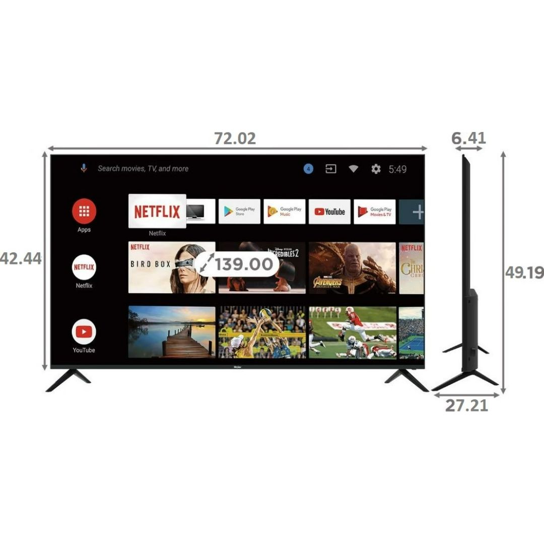 Haier 80 Centimeter (32) LE32A7 HD Ready Google Android Smart LED TV (Black)