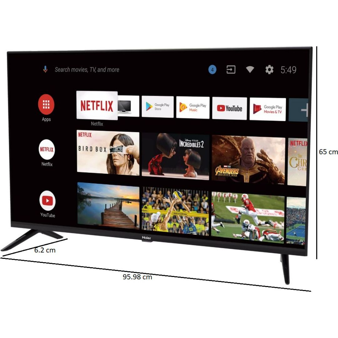 Haier 109 Centimeter (43) LE43K7700GA Full HD with Google Assistant Android Smart LED TV (2022 Model Edition, Black)