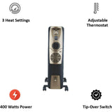 BAJAJ 2000 W (260082) Majesty RH 9F Plus OFR 9 Fin Oil Filled Room Heater (Black/Golden, ISI Approved)