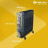 BAJAJ 2000 W (260082) Majesty RH 9F Plus OFR 9 Fin Oil Filled Room Heater (Black/Golden, ISI Approved)