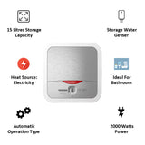 Racold 15.0 L OMNIS 15 LUX PLUS 2KW B Electric Storage Water Heater (White Body with Sandy Panel)