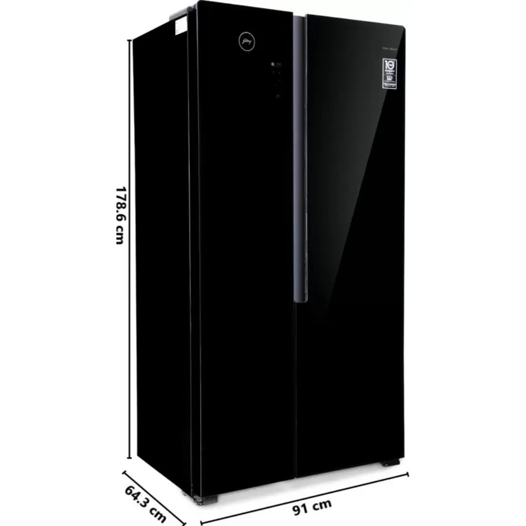 Godrej 564.0 L RS EONVELVET 579 RFD GL BK Multi Air Flow System Frost Free Side-By-Side Refrigerator (Glass Black)
