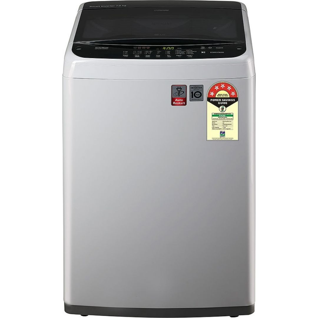 LG 7.0 kg T70SPSF1ZA.BSFQEIL 5 Star Smart Inverter Technology Fully Automatic Top Loading Washing Machine (Middle Free Silver)