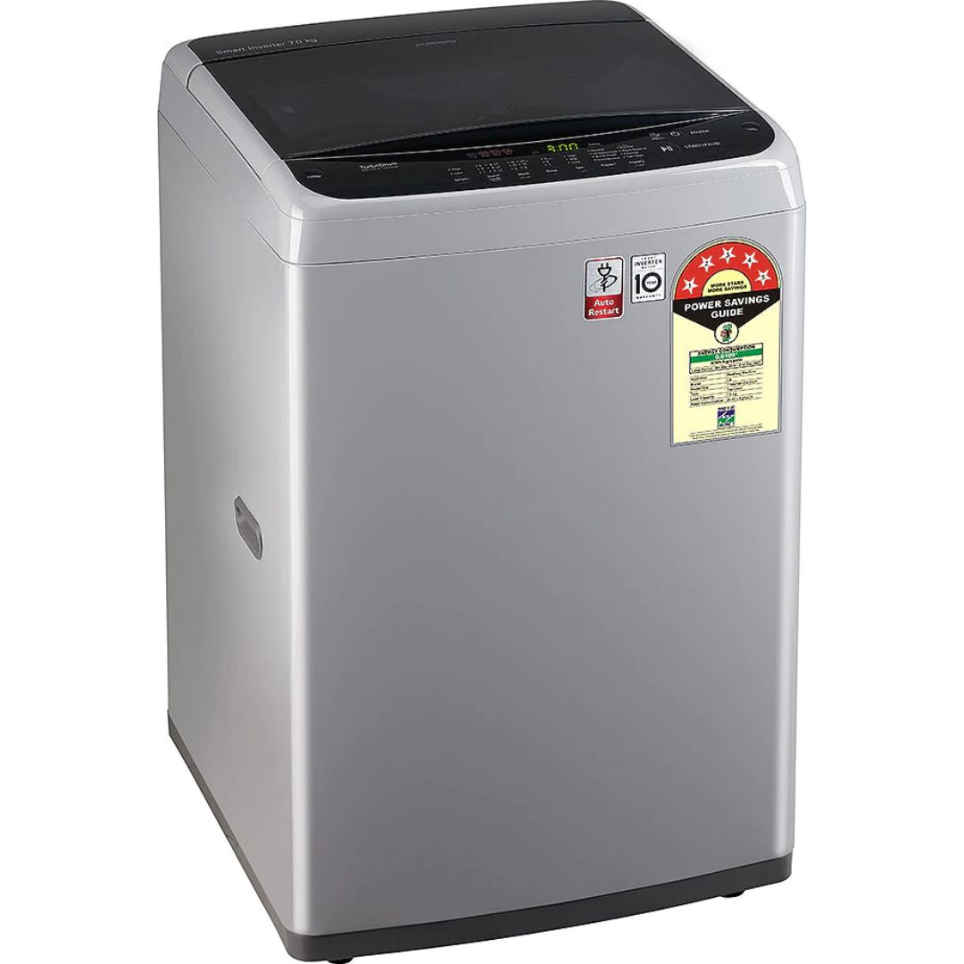 LG 7.0 kg T70SPSF1ZA.BSFQEIL 5 Star Smart Inverter Technology Fully Automatic Top Loading Washing Machine (Middle Free Silver)