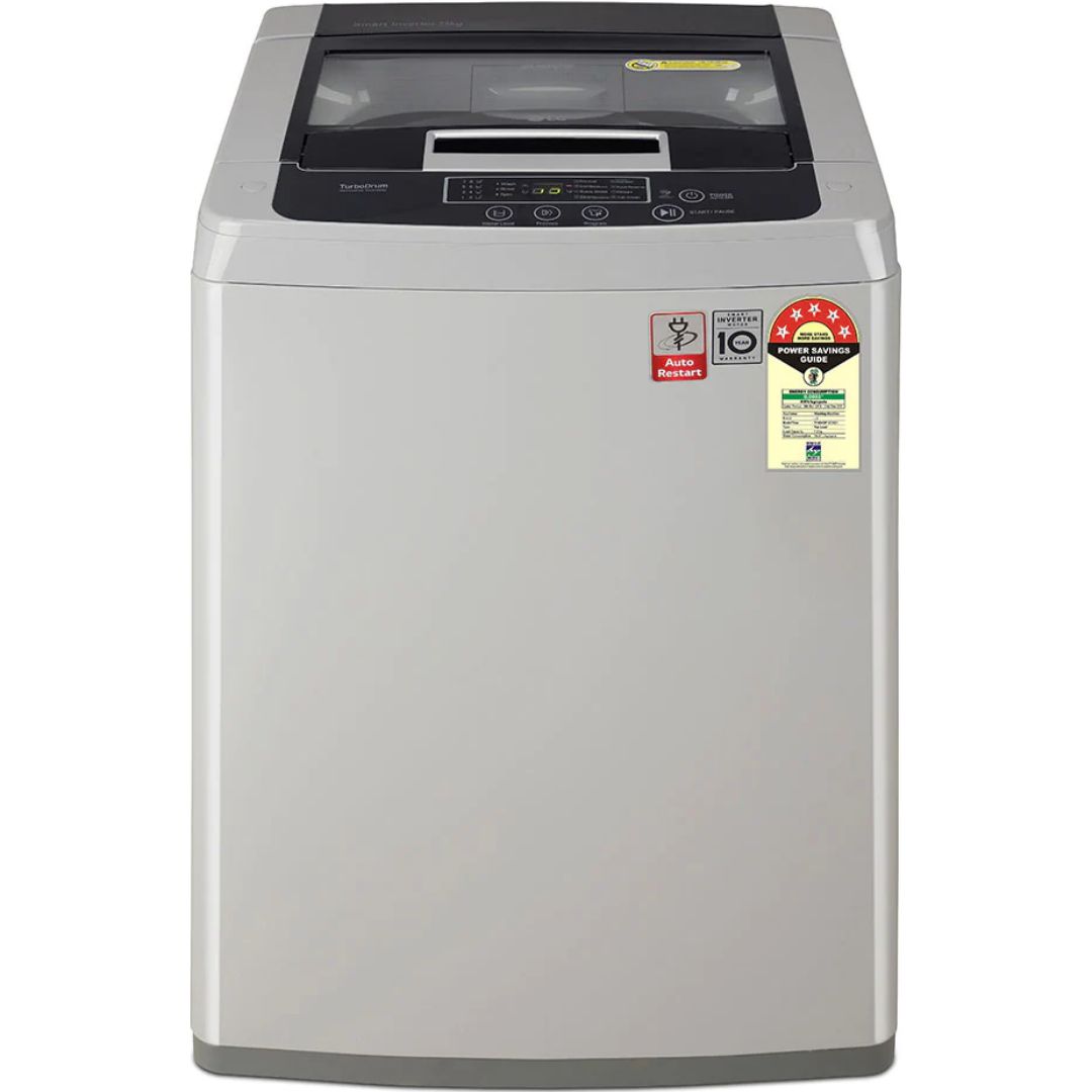 LG 7.50 Kg T75SKSF1Z.ASFQEIL 5 Star Smart Inverter Turbo Drum Fully Automatic Top Loading Washing Machine (Middle Free Silver)