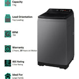 Samsung 7.0 kg WA70BG4545BD/TL 5 Star Digital Inverter Motor Ecobubble Technology Fully Automatic Top Loading Washing Machine (Dark Grey)