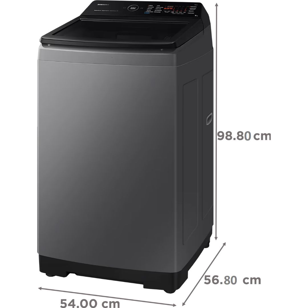 Samsung 8.0 kg WA80BG4582BD/TL 5 Star Inverter Wi-Fi with In-Built Heater Fully Automatic Top Loading Washing Machine (Dark Grey)