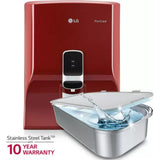 LG 8.0 L WW130NP.CWRQEIL True RO Filtration Dual Protection Stainless Steel Tank With Wall Mount RO Water Purifier (Red)