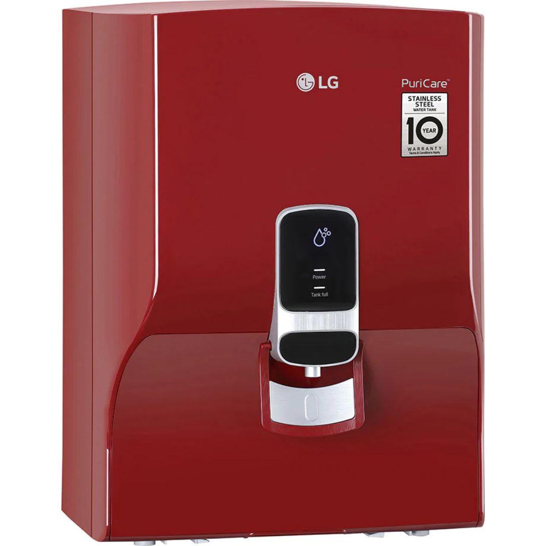 LG 8.0 L WW140NPR.CWRQEIL Puricare RO + Mineral Booster With Dual Protection Stainless Steel Tank Water Purifier (Red)