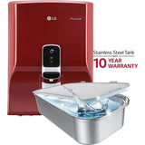 LG 8.0 L WW140NPR.CWRQEIL Puricare RO + Mineral Booster With Dual Protection Stainless Steel Tank Water Purifier (Red)